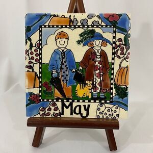 Vintage Month May Nancy DeYoung H&R Johnson Ceramic Calendar Tile Trivet
